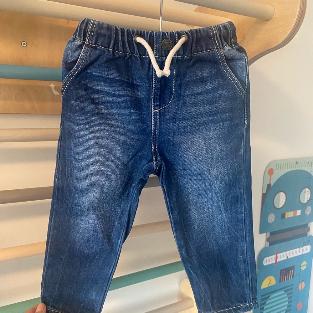 Zara Boys Dark Blue Jeans with White Drawstring
